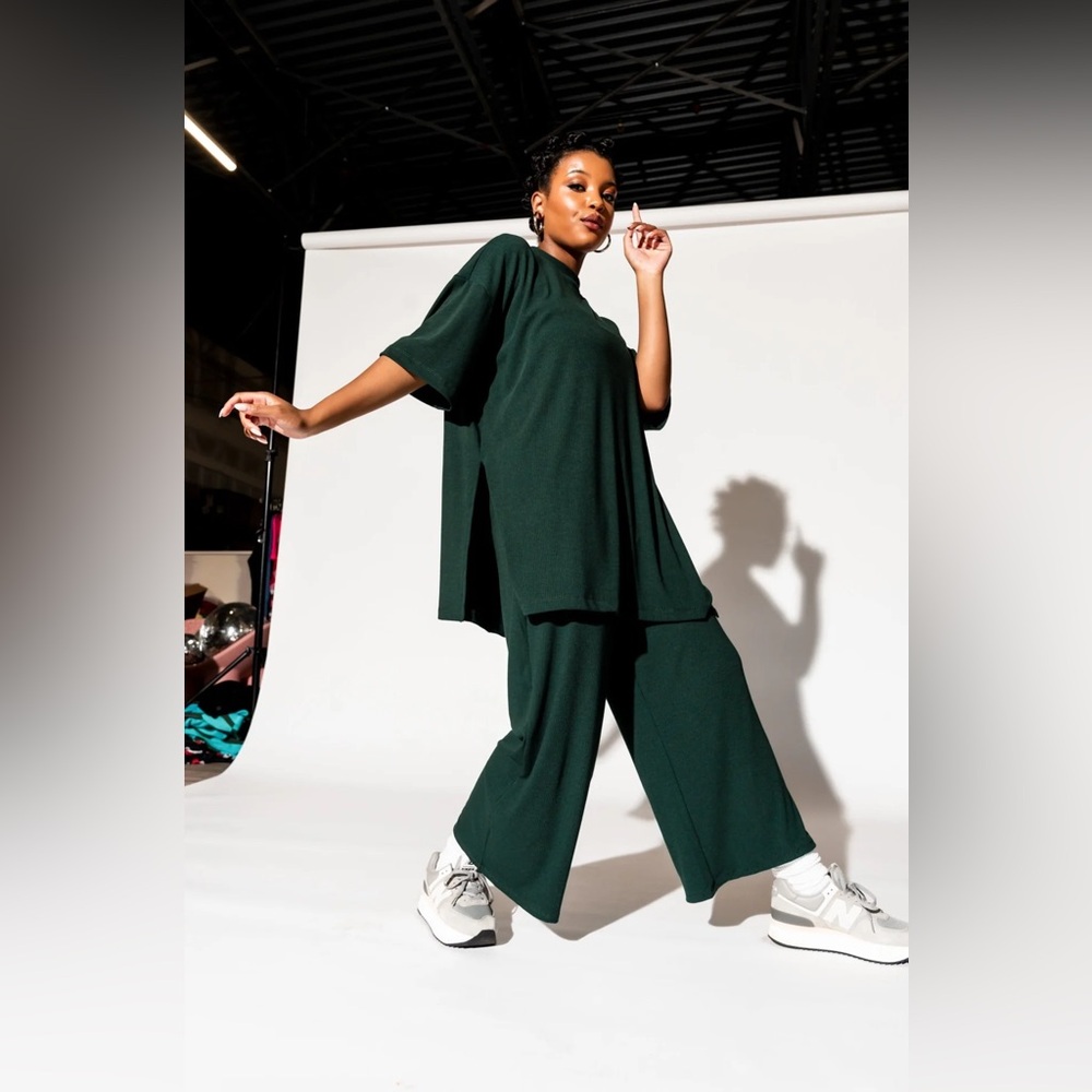 Dressed in LALA Lex Ribbed Playsuit in Emerald Green